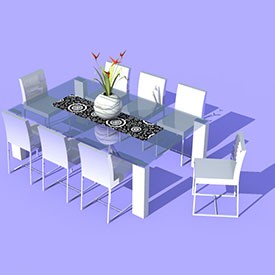 Dining suite 3D Object | FREE Artlantis Objects Download